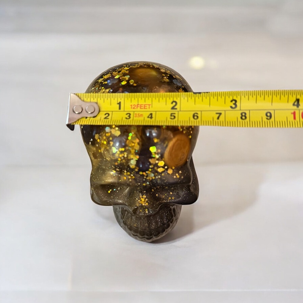 Resin Human Skull- Gold, Black, Marble for Brains - Picture 13 of 13